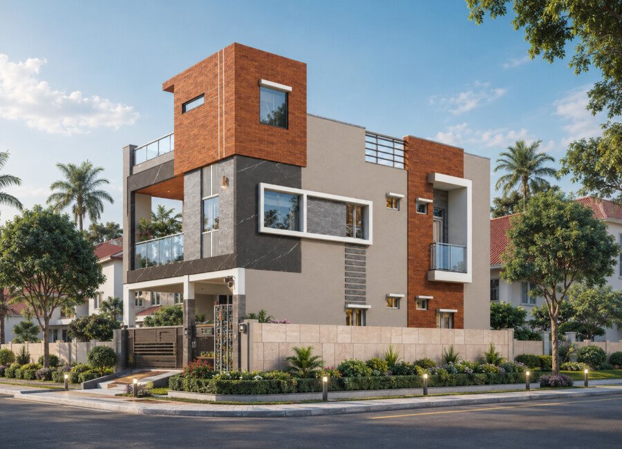 Proposed G plus one independent home elevation
