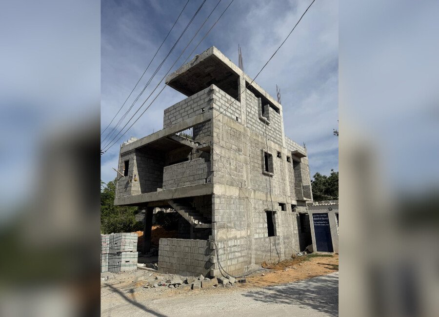 G plus one independent home construction site in progress